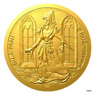 Zlatá půluncová medaile Pověsti českých hradů - Bílá paní na Rožmberku proof (ČM 2024)  