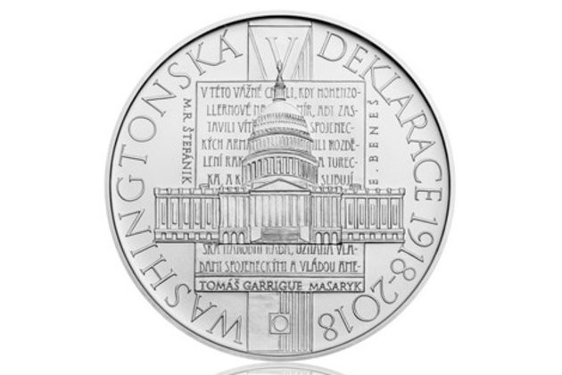 Stříbrná mince 500 Kč - 100. výročí Přijetí Washingtonské deklarace standard (ČNB 2018)