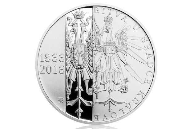 Stříbrná mince 200 Kč - 150. výročí bitvy u Hradce Králové provedení proof (ČNB 2016)