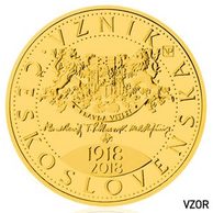 Zlatá mince 10000 Kč - Vznik Československa provedení standard (ČNB 2018)