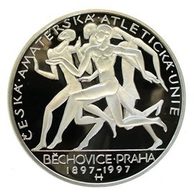 Stříbrná mince 200 Kč - 100. výročí České amatérské atletické unie a konání nejstaršího běhu Běchovice - Praha proof (ČNB 1997)