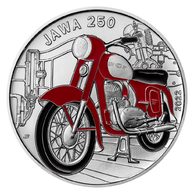 Stříbrná mince 500 Kč ručně smaltováno - Motocykl Jawa 250 standard (ČNB 2022)