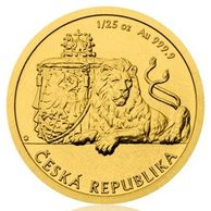 Zlatá investiční mince 1/25 oz Český lev standard (ČM 2018)