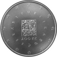 Stříbrná mince 200 Kč - Vstup České republiky do Evropské unie provedení proof (ČNB 2004) Bez certifikátu