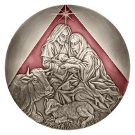 Stříbrná konvexní Vánoční medaile - Betlém, smalt patina standard (ČM 2025)