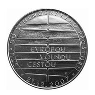 Stříbrná mince 200 Kč - Vstup do schengenského prostoru provedení proof (ČNB 2008)