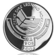 Stříbrná mince 200 Kč - 100. výročí založení Českého svazu ledního hokeje provedení proof (ČNB 2008)