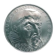 Stříbrná mince 200 Kč - 450. výročí narození Mikuláše Dačického z Heslova provedení proof (ČNB 2005)