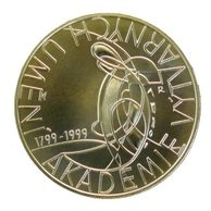 Stříbrná mince 200 Kč - 200. výročí založení Akademie výtvarných umění v Praze provedení proof (ČNB 1999)