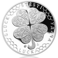 Stříbrná medaile Čtyřlístek pro štěstí provedení proof (ČM 2014)