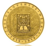 Zlatá mince 10000 Kč - Vznik československé měny provedení standard (ČNB 2019)