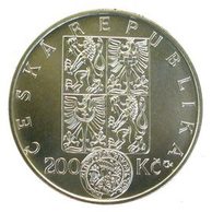 Stříbrná mince 200 Kč - 700. výročí měnové reformy Václava II. a zahájení ražby pražských grošů provedení proof (ČNB 2000)