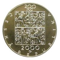 Stříbrná mince 200 Kč - 150. výročí narození a 100. výročí úmrtí Zdeňka Fibicha provedení proof (ČNB 2000)