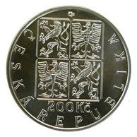 Stříbrná mince 200 Kč - 800. výročí korunovace Přemysla I. Otakara českým králem provedení proof (ČNB 1998)