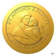 Zlatá mince Patroni - Svatý Antonín z Padovy proof (ČM 2024)