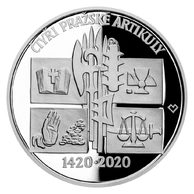 Stříbrná mince 200 Kč - 600. výročí Vydání čtyř pražských artikulů proof (ČNB 2020)