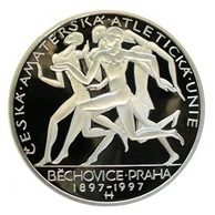 Stříbrná mince 200 Kč - 100. výročí České amatérské atletické unie a konání nejstaršího běhu Běchovice - Praha proof (ČNB 1997)