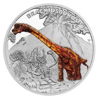 Stříbrná mince Pravěký svět - Brachiosaurus proof (ČM 2024)  