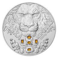 Stříbrná kilogramová investiční mince Český lev 2023 s citríny standard (ČM 2023)