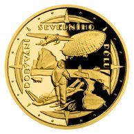 Zlatá čtvrtuncová mince Polárníci - Dobytí severního pólu proof