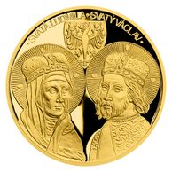 Zlatá dvouuncová mince Sv. Ludmila a sv. Václav proof (ČM 2021)