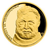 Zlatá půluncová mince Ernest Hemingway proof (ČM 2021)