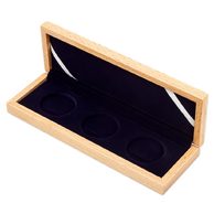 Dřevěná kazeta světlá na 3ks 1oz Ag průměr 44mm-  22,6 x 7,5 cm  (ČM)