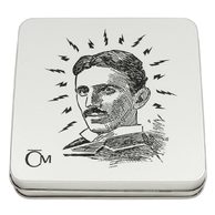 Sběratelská plechová etue na čtyři stříbrné mince "Nikola Tesla"