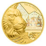 Zlatá uncová investiční mince Český lev 2023 s hologramem proof (ČM 2023)