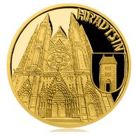 Zlatá čtvrtuncová mince Vznik královského hlavního města Praha - Hradčany proof (ČM 2019)