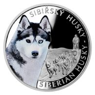 Stříbrná mince Psí plemena - Sibiřský husky proof (ČM 2023)  