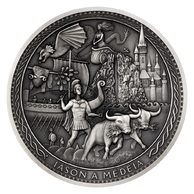 Stříbrná mince Staré řecké báje a pověsti - Iásón a Médeia vysoký reliéf standard (ČM 2024) 
