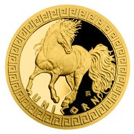 Zlatá mince Bájní tvorové - Jednorožec proof (ČM 2021) 