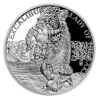 Stříbrná mince Legenda o králi Artušovi - Excalibur a Jezerní paní proof (ČM 2021) 