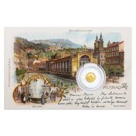 Zlatá mince Karlovy Vary - Tržní kolonáda provedení proof (ČM 2019)