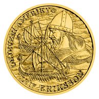 Zlatá čtvrtuncová mince Objevení Ameriky - Leif Eriksson proof (ČM 2022)