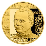 Zlatá půluncová medaile Gregor Mendel proof (ČM 2022)