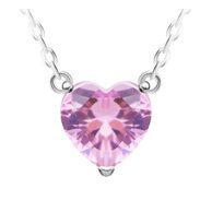 Stříbrný náhrdelník Cher, srdce s kubickou zirkonií Preciosa, růžový (5236 69)