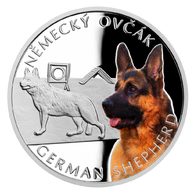 Stříbrná mince Psí plemena - Německý ovčák proof (ČM 2021)