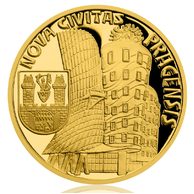 Zlatá čtvrtuncová mince Vznik královského hlavního města Praha - Nové Město pražské proof (ČM 2019)
