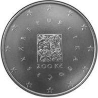 Stříbrná mince 200 Kč - Vstup České republiky do Evropské unie provedení proof (ČNB 2004) Bez certifikátu