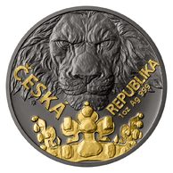Stříbrná uncová investiční mince Český lev 2023 černá platina/selektivní pokov Au standard (ČM 2023)