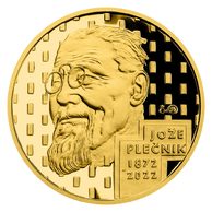 Zlatá půluncová medaile Jože Plečnik proof (ČM 2022)