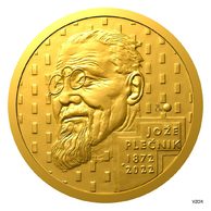 Zlatá půluncová medaile Jože Plečnik proof (ČM 2022)