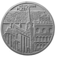 Zlatá mince 5000 Kč Městské památkové rezervace ČNB - Plzeň proof (ČNB 2026)