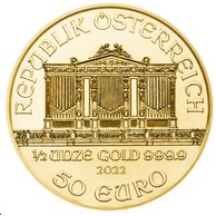 Zlatá 1/2oz investiční mince Philharmoniker standard (Rakousko 2022)