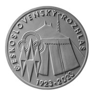 Stříbrná mince 200 Kč - 100. výročí zahájení pravidelného vysílání československého rozhlasu proof (ČNB 2023)