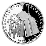 Stříbrná mince 200 Kč - 100. výročí zahájení pravidelného vysílání československého rozhlasu proof (ČNB 2023)