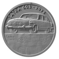 Stříbrná mince 500 Kč s hologramem - Osobní automobil Tatra 603 proof (ČNB 2023)