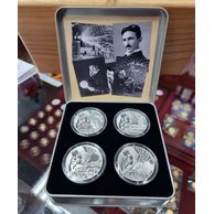 Sada čtyř stříbrných mincí Nikola Tesla proof (ČM 2023)